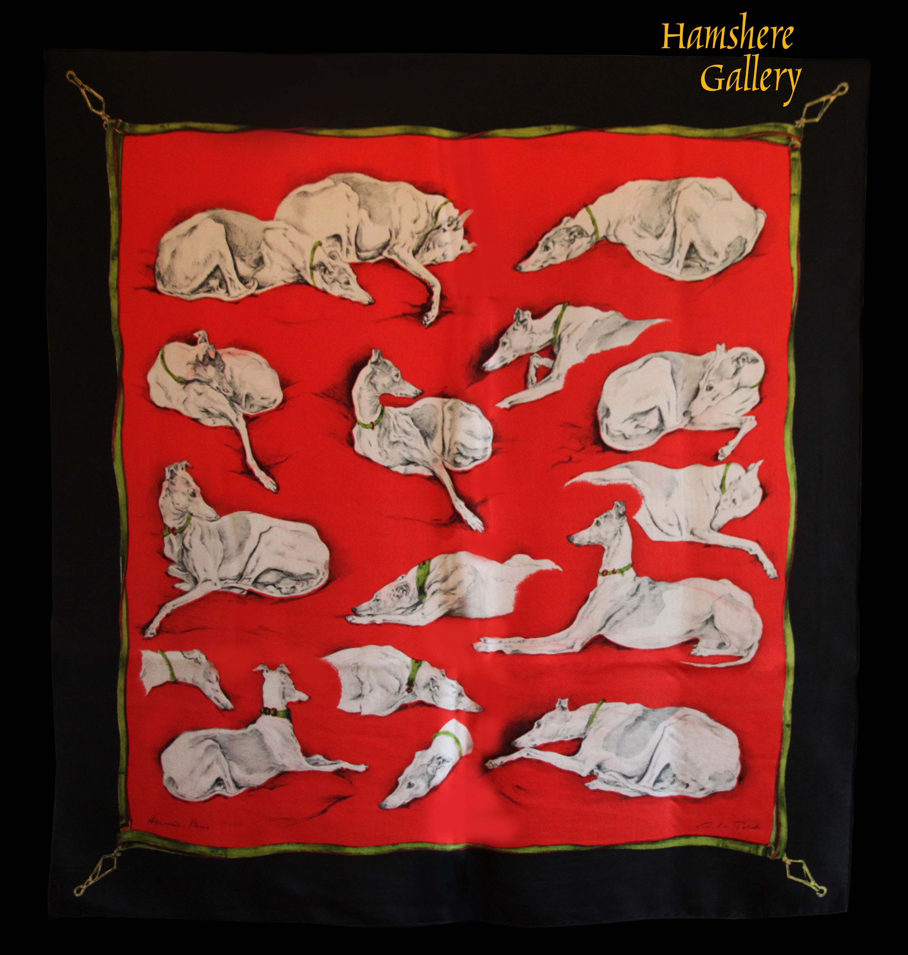 Click to see full size: Hermes silk scarf of Whippets