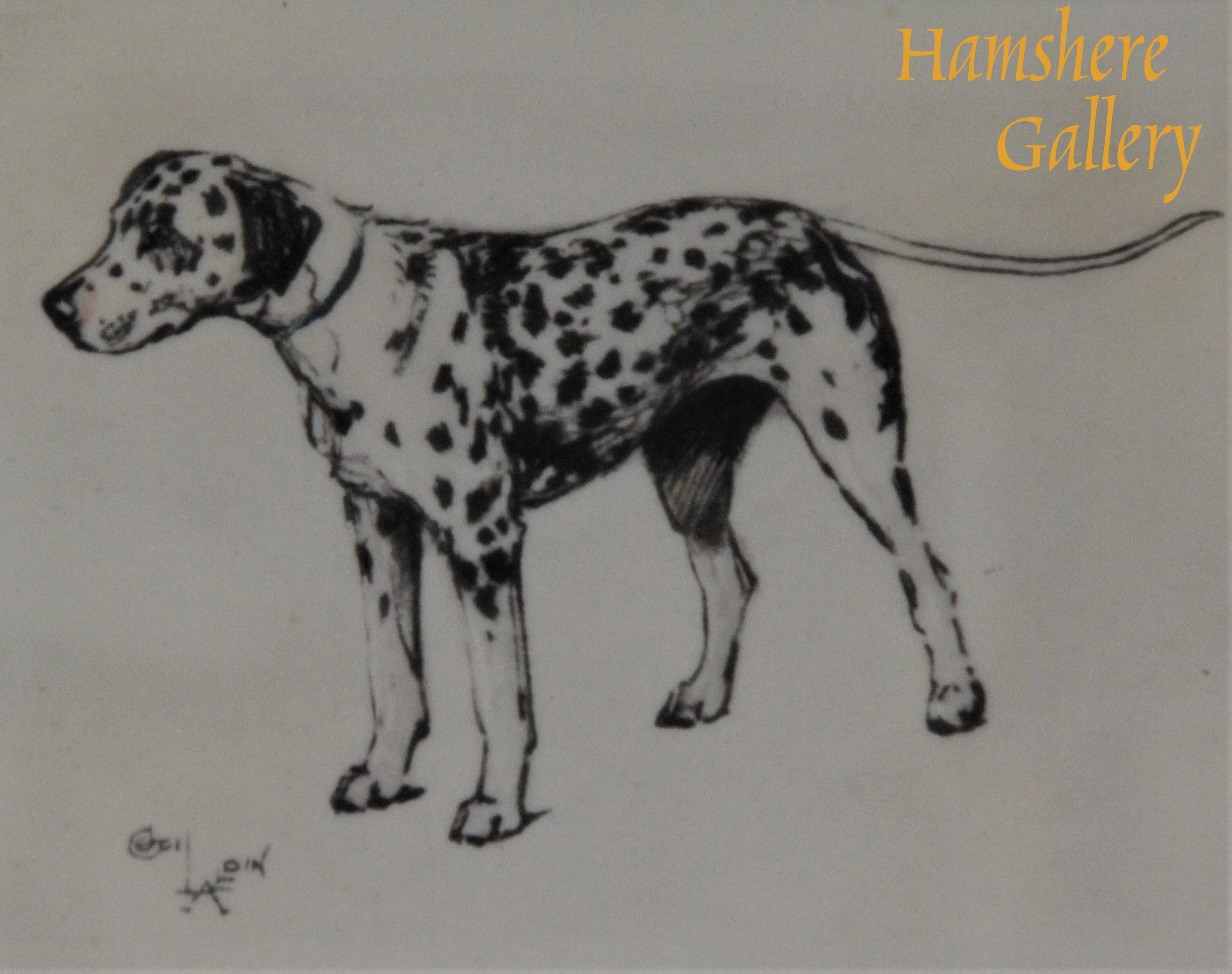 Click to see full size: Ivorine miniature of “A Dalmatian” by Cecil Charles Windsor Aldin RBA (English, 1870-1935)