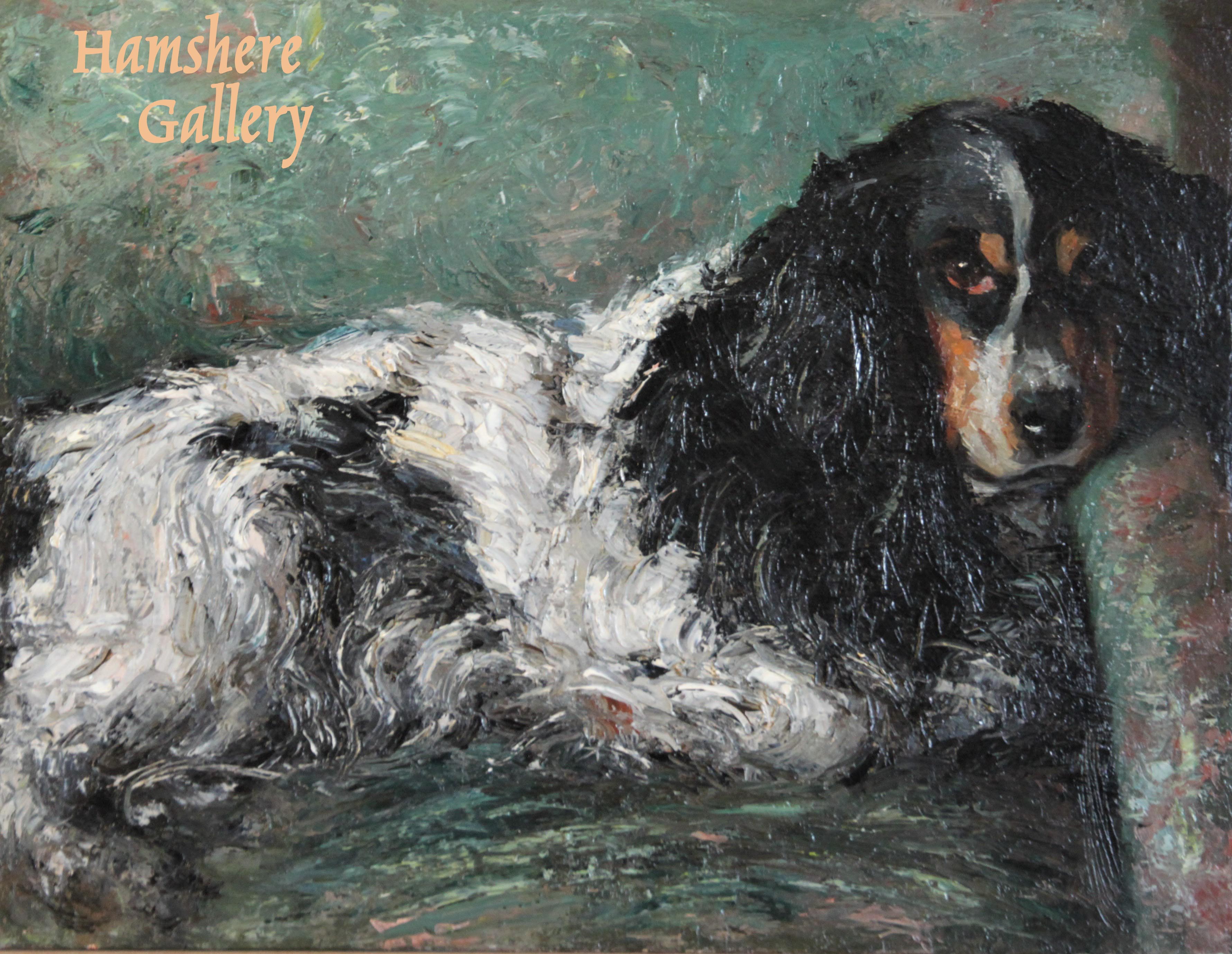 Click to see full size: An oil of a cocker spaniel by Stanley Marc Wright 