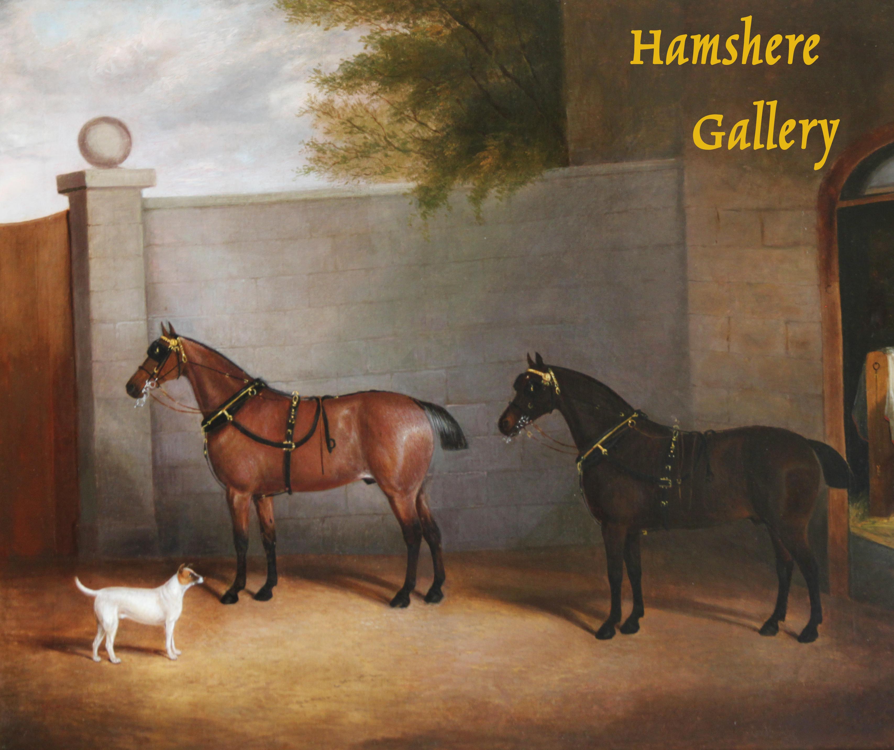 Click to see full size: 19th century oil of Hackney Carriage horses by Albert Clark (English, 1843 â€“ 1892)