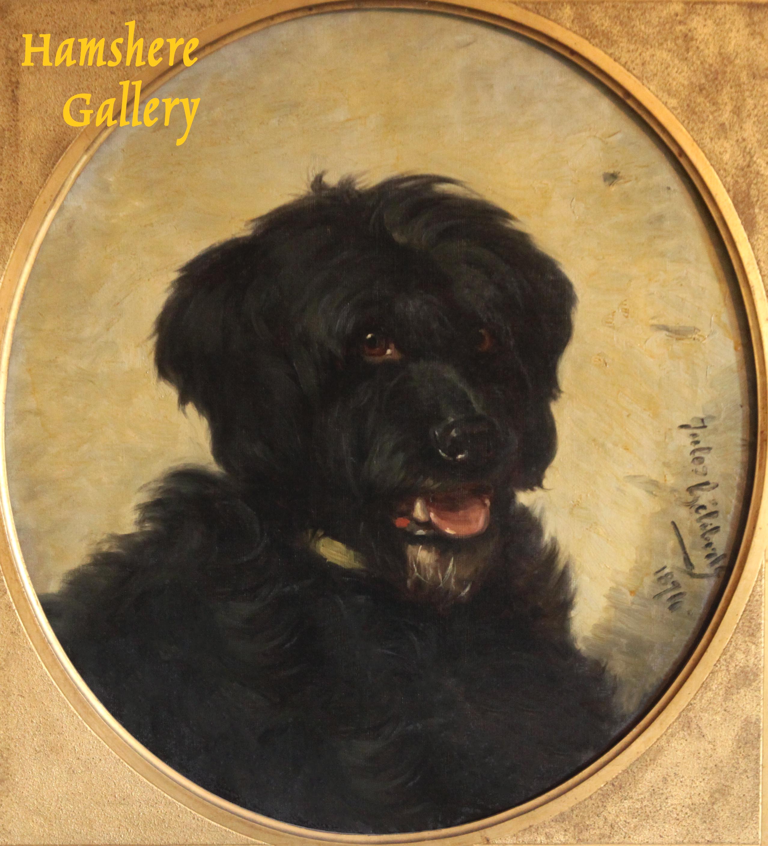 Click to see full size: Late 19th century, French, oil of a Briard by Jules-Bertrand Gélibert (1834-1916)