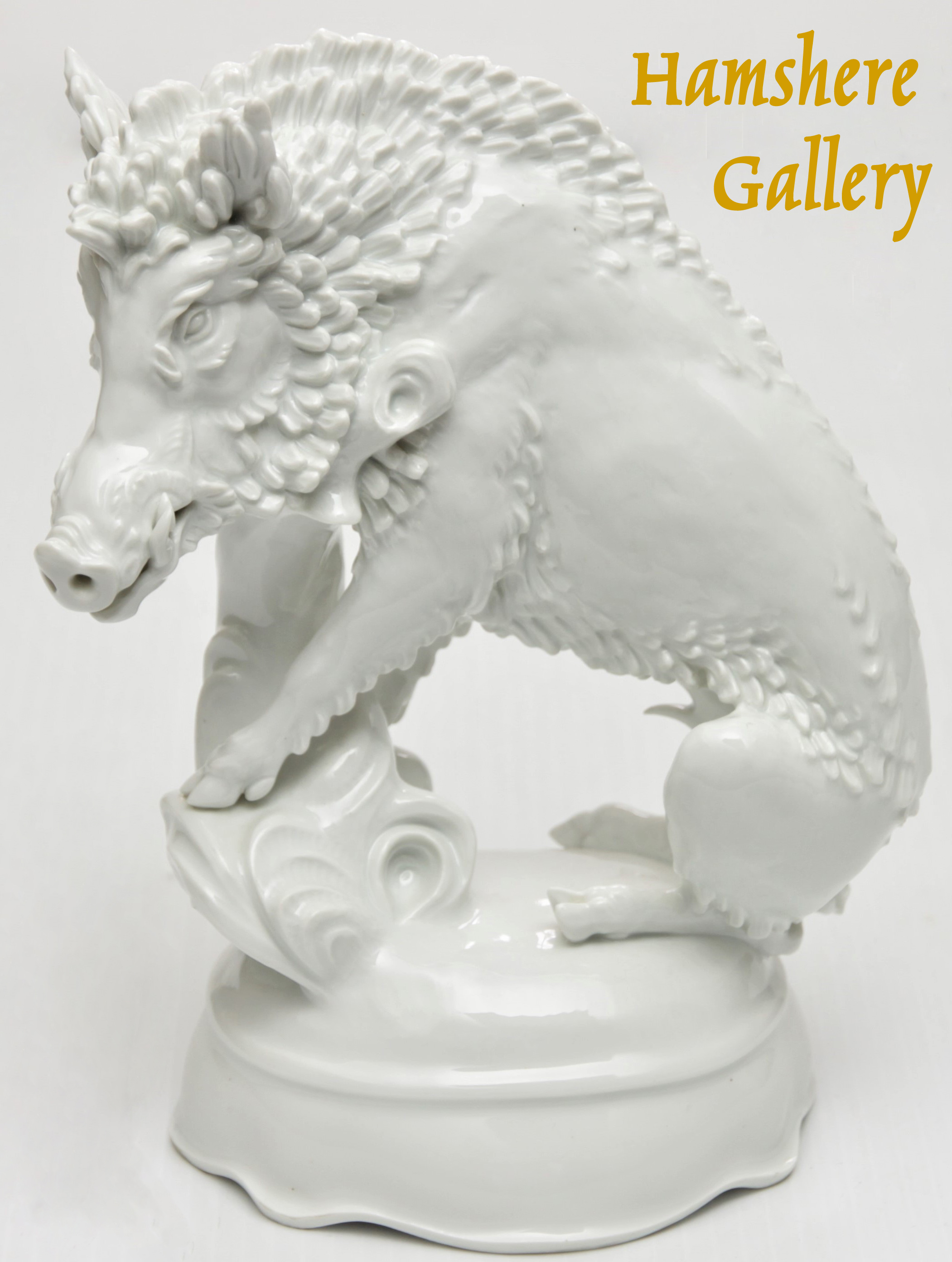 Click to see full size: Early 20th century Meissen boar after Max Esser, (German, 1885 – 1943)- Early 20th century Meissen boar after Max Esser, (German, 1885 – 1943)