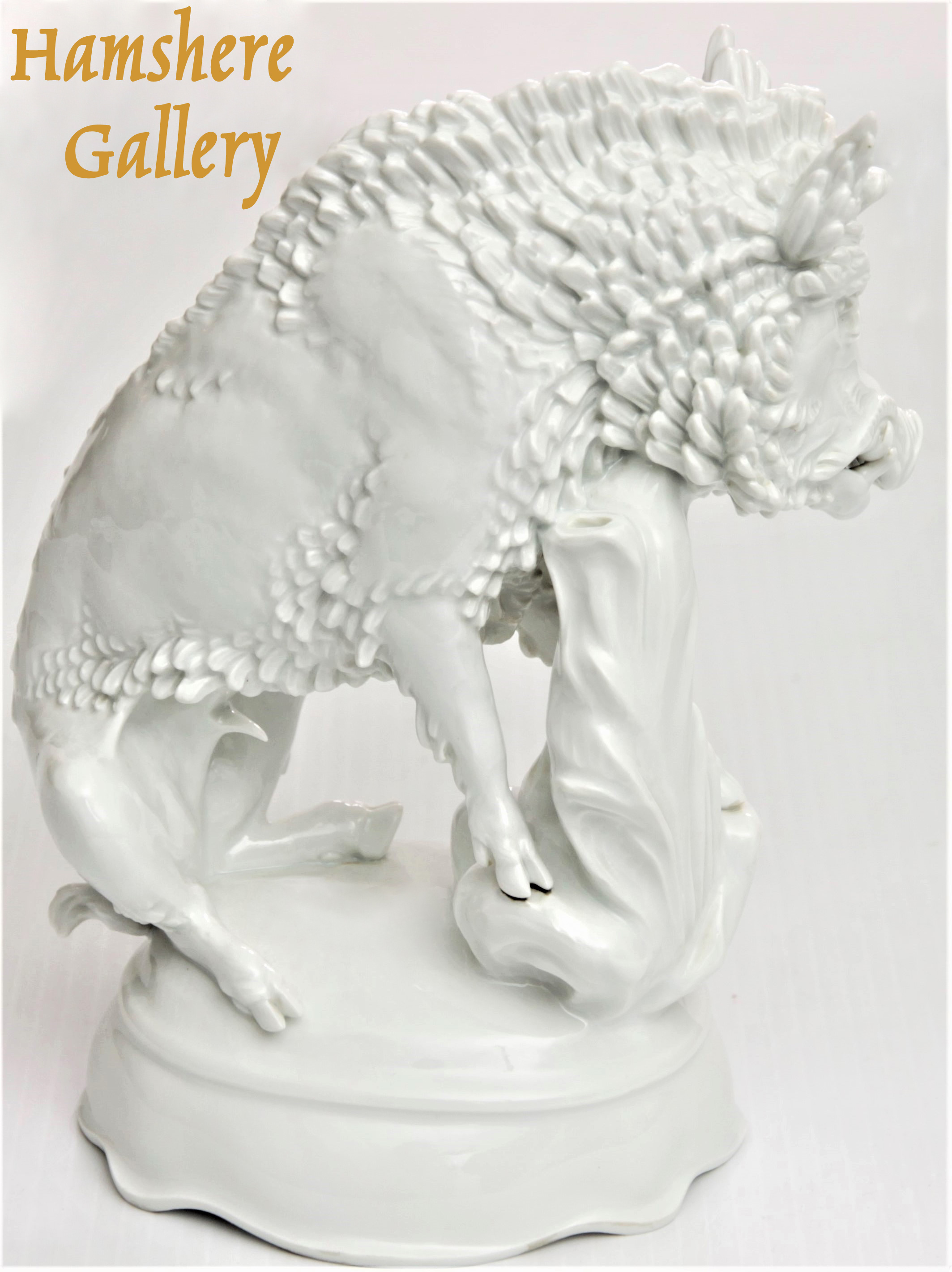 Click for larger image: Early 20th century Meissen boar after Max Esser, (German, 1885 – 1943) - Early 20th century Meissen boar after Max Esser, (German, 1885 – 1943)