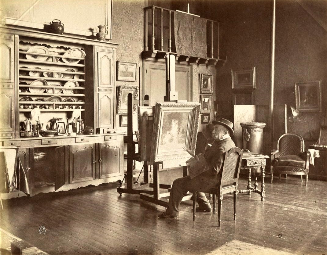 Click to see full size: Louis-Eugène Lambert (French,1825 - 1900), in his studio by Edmond Bénard (French, 1838-1907). French animal painter, especially cats such that he was known as “Raphaël des chats”- Louis-Eugène Lambert (French,1825 - 1900), in his studio by Edmond Bénard (French, 1838-1907). French animal painter, especially cats such that he was known as “Raphaël des chats”