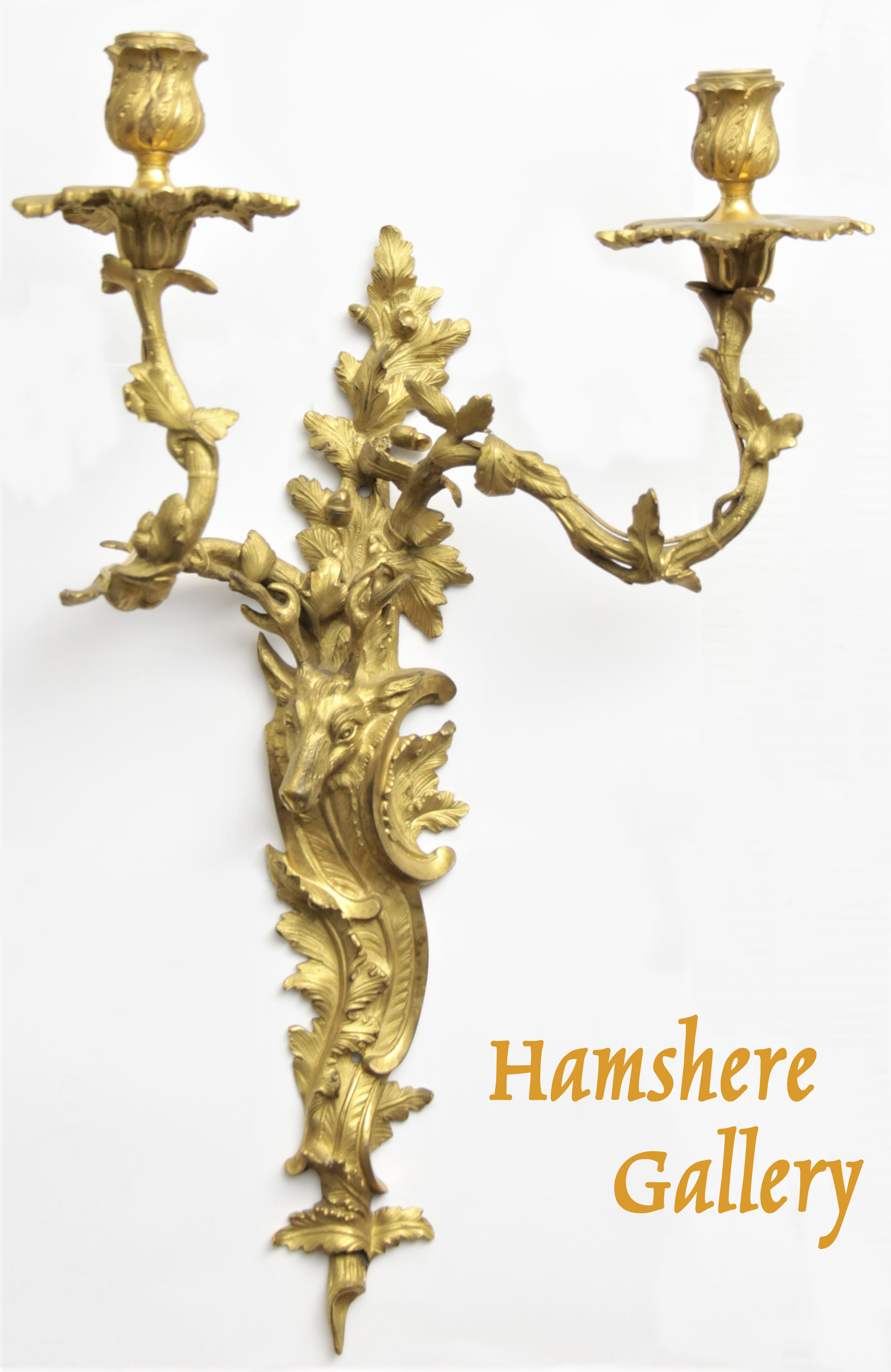 Click for larger image: 19th century, French bronze dorÃ© hunting / â€˜chasseâ€™ boar stag / sanglier cerf wall sconces / â€˜appliquesâ€™after Jean Joseph de Saint-Germain (French 1719-1791) - 19th century, French bronze dorÃ© hunting / â€˜chasseâ€™ boar stag / sanglier cerf wall sconces / â€˜appliquesâ€™after Jean Joseph de Saint-Germain (French 1719-1791)