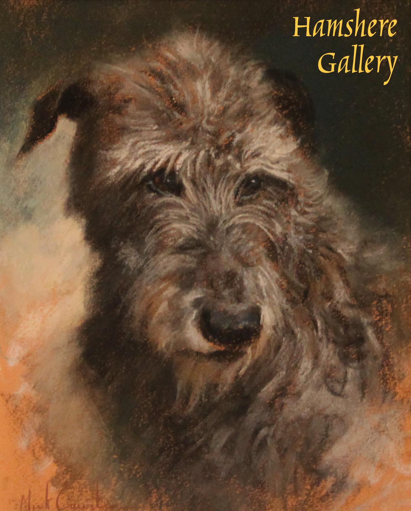 Click to see full size: A Scottish Deerhound pastel by Mick Cawston (English, 1959-2006)