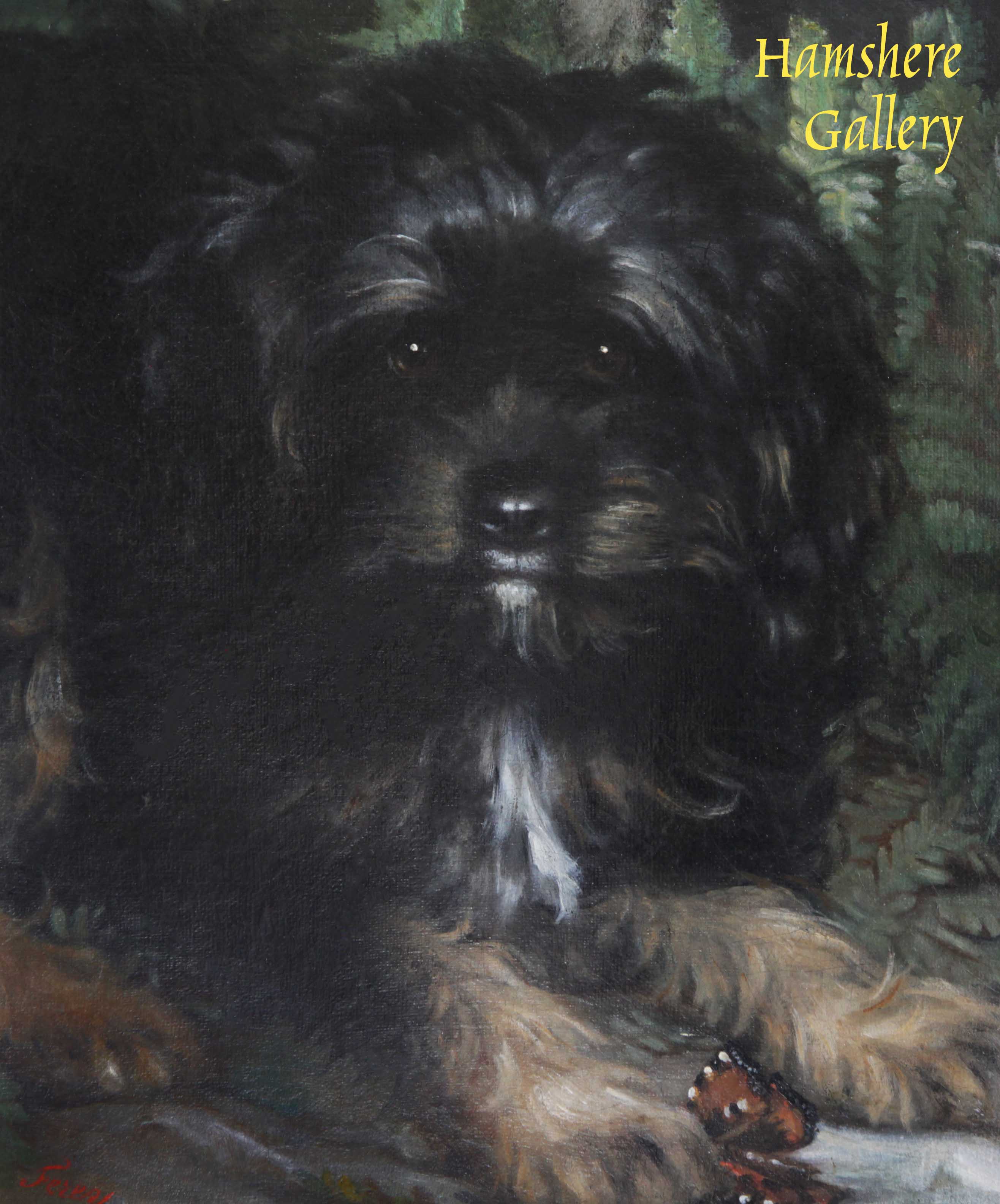 Click to see full size:    19th century, Barbet / Old English Sheepdog oil by Mlle Louise Coralie Ferey (French, 1814-1892)- 19th century, Barbet / Old English Sheepdog oil by Mlle Louise Coralie Ferey (French, 1814-1892)