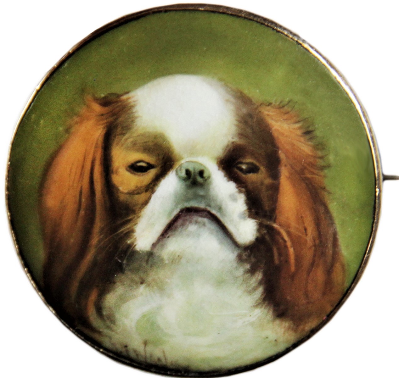 Click to see full size: A Victorian gold enamel brooch / of an English Toy Spaniel / King Charles Spaniel
