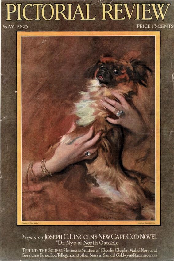 Click for larger image: Pekingese by Tadeusz Styka  Pictorial Review May 1923 - Pekingese by Tadeusz Styka (French/Polish, 1889-1954) 