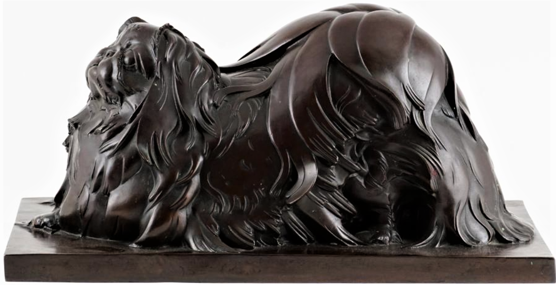 Click to see full size: An early 20th century Pekinese bronze by Gertrude Katherine Lathrop
