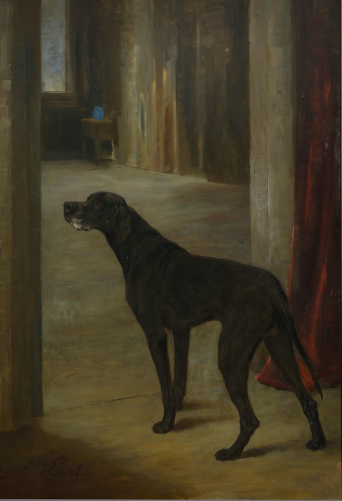 Click for larger image: An oil on canvas of a Labrador Retriever by Maud Earl - An oil on canvas of a Labrador Retriever by Maud Earl