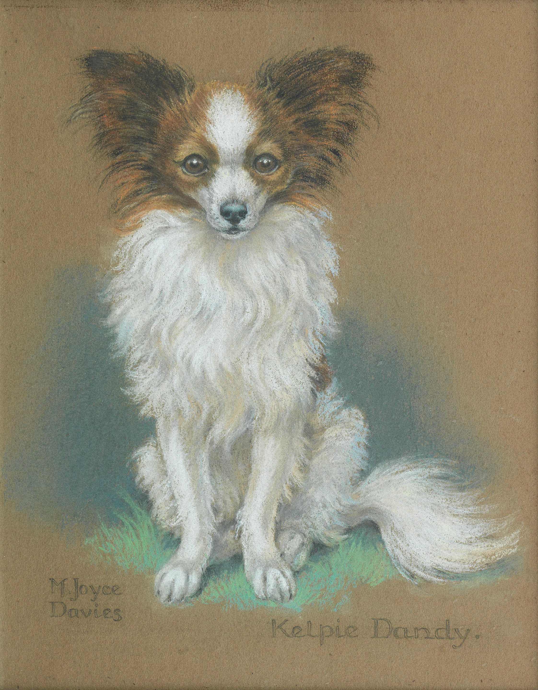 Click for larger image: Papillion pastel by M Joyce Davies (English, early to mid 20th century) - Papillion pastel by M Joyce Davies (English, early to mid 20th century)
