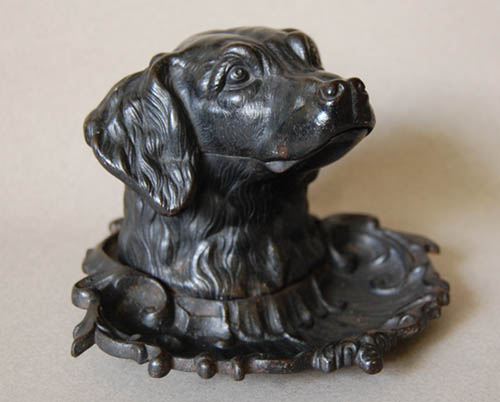 Click for larger image: Bronze English Setter / Gordon Setter / Irish Setter inkwell - Bronze English Setter / Gordon Setter / Irish Setter inkwell