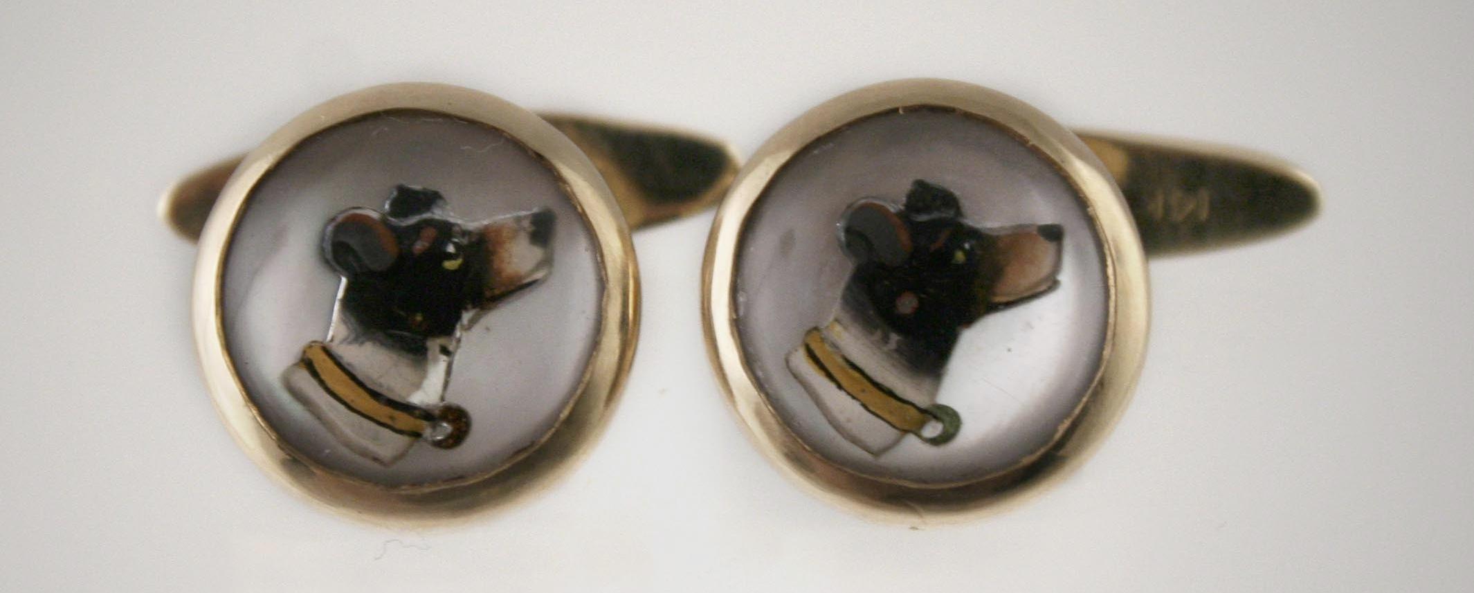 Click to see full size: Jack Russell / Smooth-haired Fox Terrier pressed class cufflinks